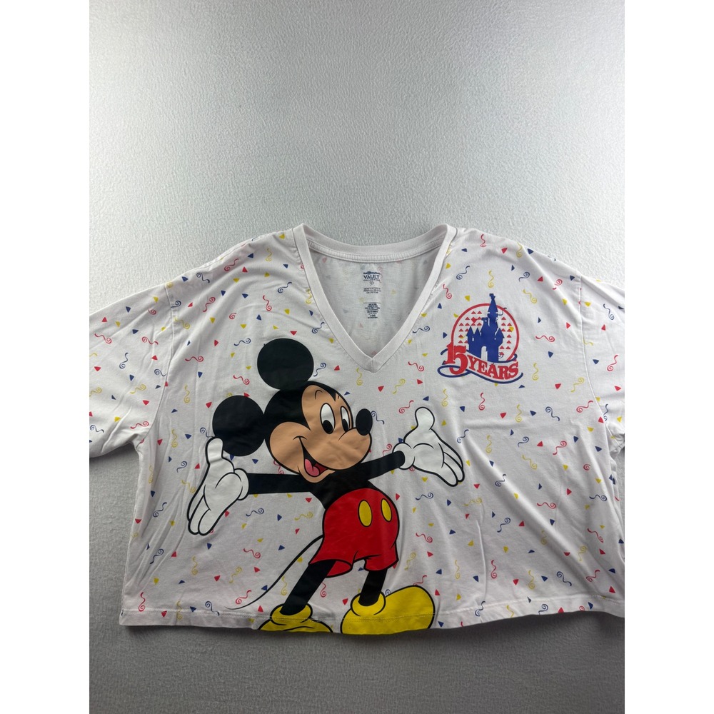 Disney World Vault Collection 15th Anniversary Mickey Mouse Crop Top White 1X